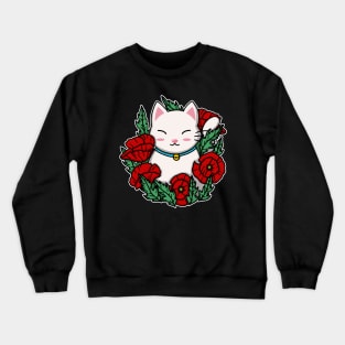 Cute Cat In The Poppy Garden Crewneck Sweatshirt